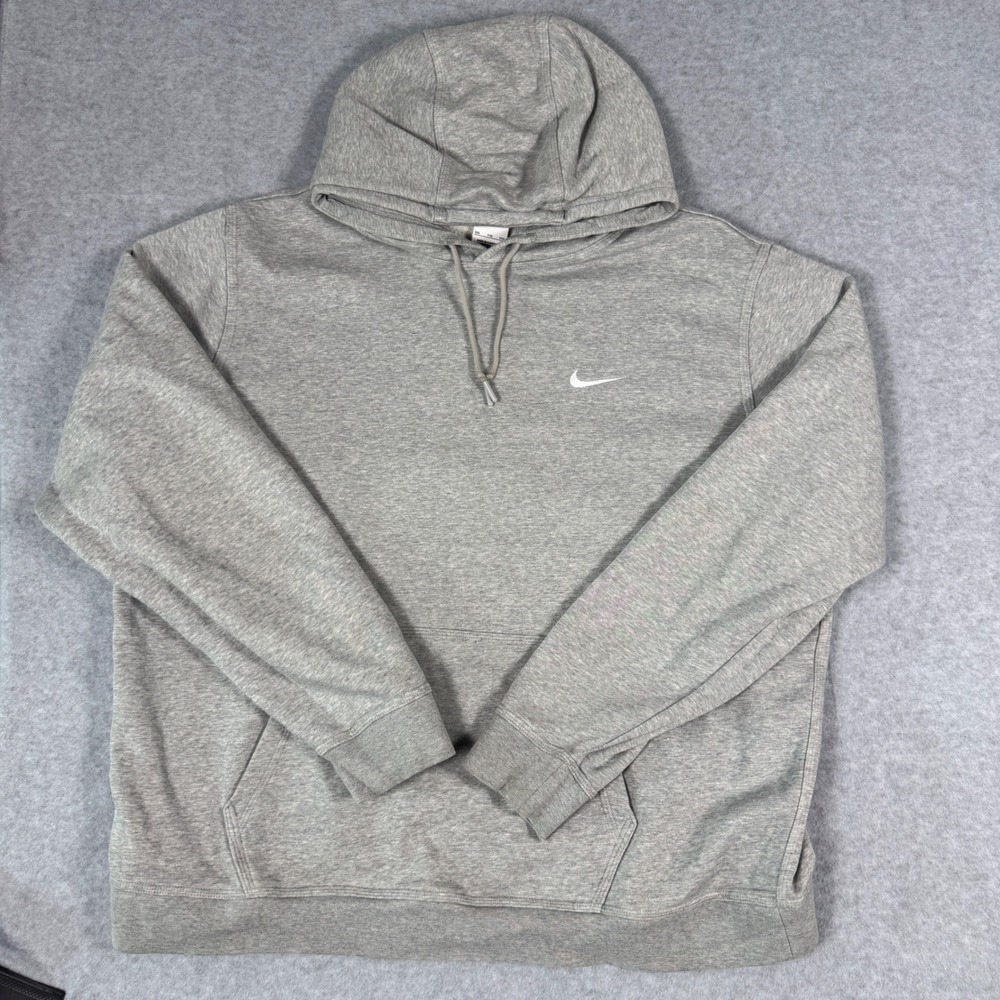 Nike Sportswear Hoodie Mens XXL Gray Embroidered Swoosh Pullover Streetwear XXL